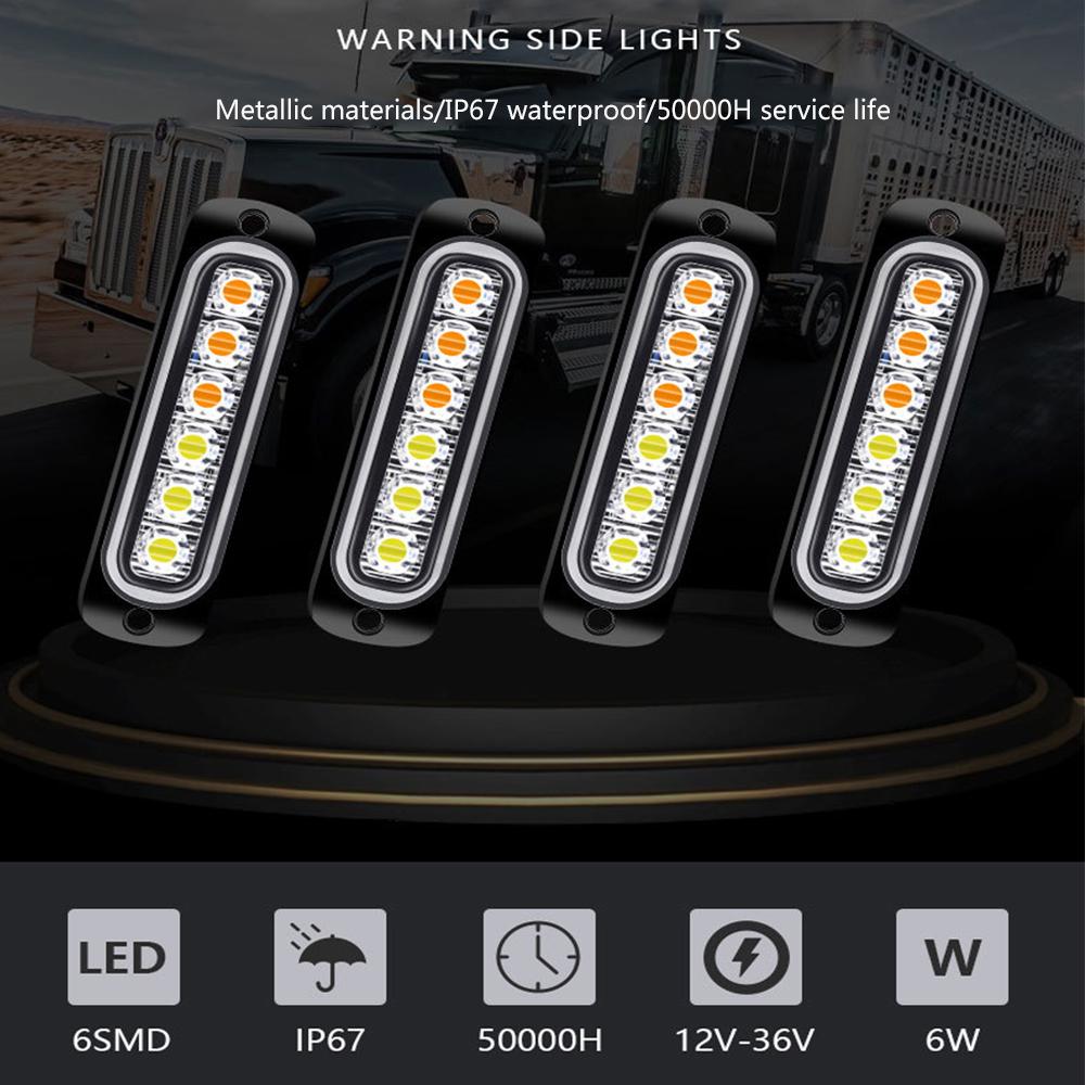 6LED Car LED Car Light DC 12 24V Car Truck Safety Urgent Bright Light Lamp Working Fog Light Car Accessories 12V 24V Flash Lamp