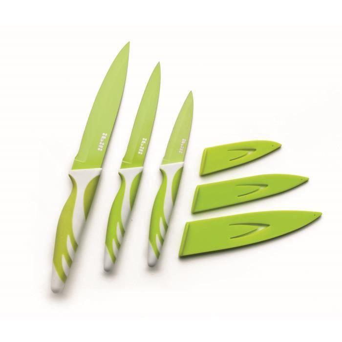Ibili 727612 Couteau De Cuisine Antiadhésive Acier Inoxydable Vert 12,50 Cm