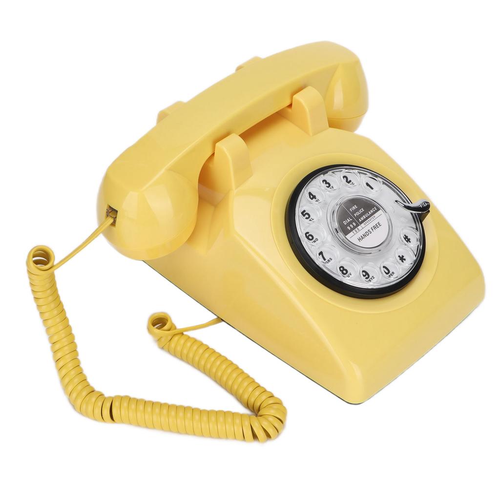 Ретро-роторный стационарный телефон 60-х годов, старомодный классический дисковый циферблат, проводной стационарный телефон, желтый