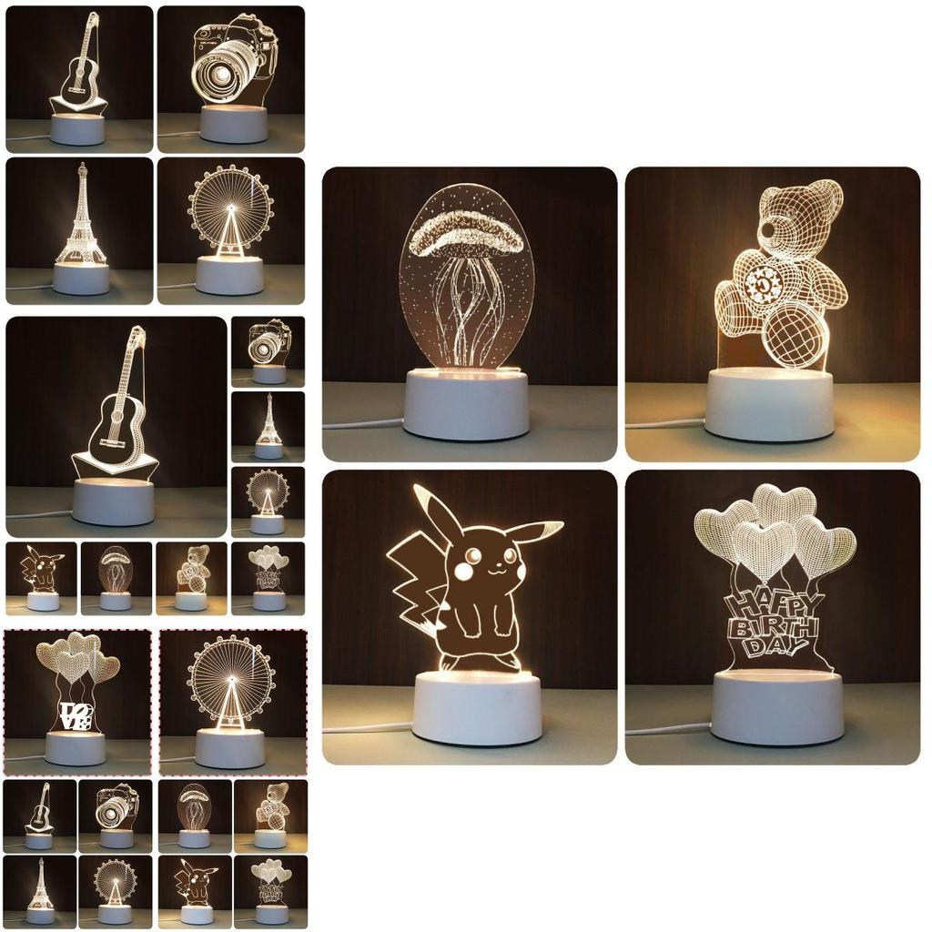 USB Настольная лампа с акриловой панелью с 3D-эффектом и светодиодной подсветкой для праздничного декора