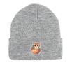 Cat Fruit Print Knitted Cap Beanie, Skull Cap Cancer Chemo Fit Trendy Headwear Knit Hat Beanie
