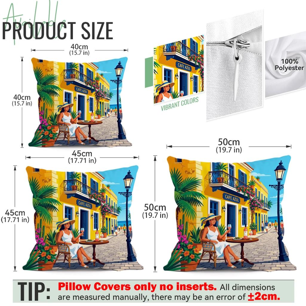 1,4 Pcs Mexican Retro Abstract Single-Sided Printed Pillowcase Cushion Cover,Suitable For Living Room,Bedroom,Car Decoration