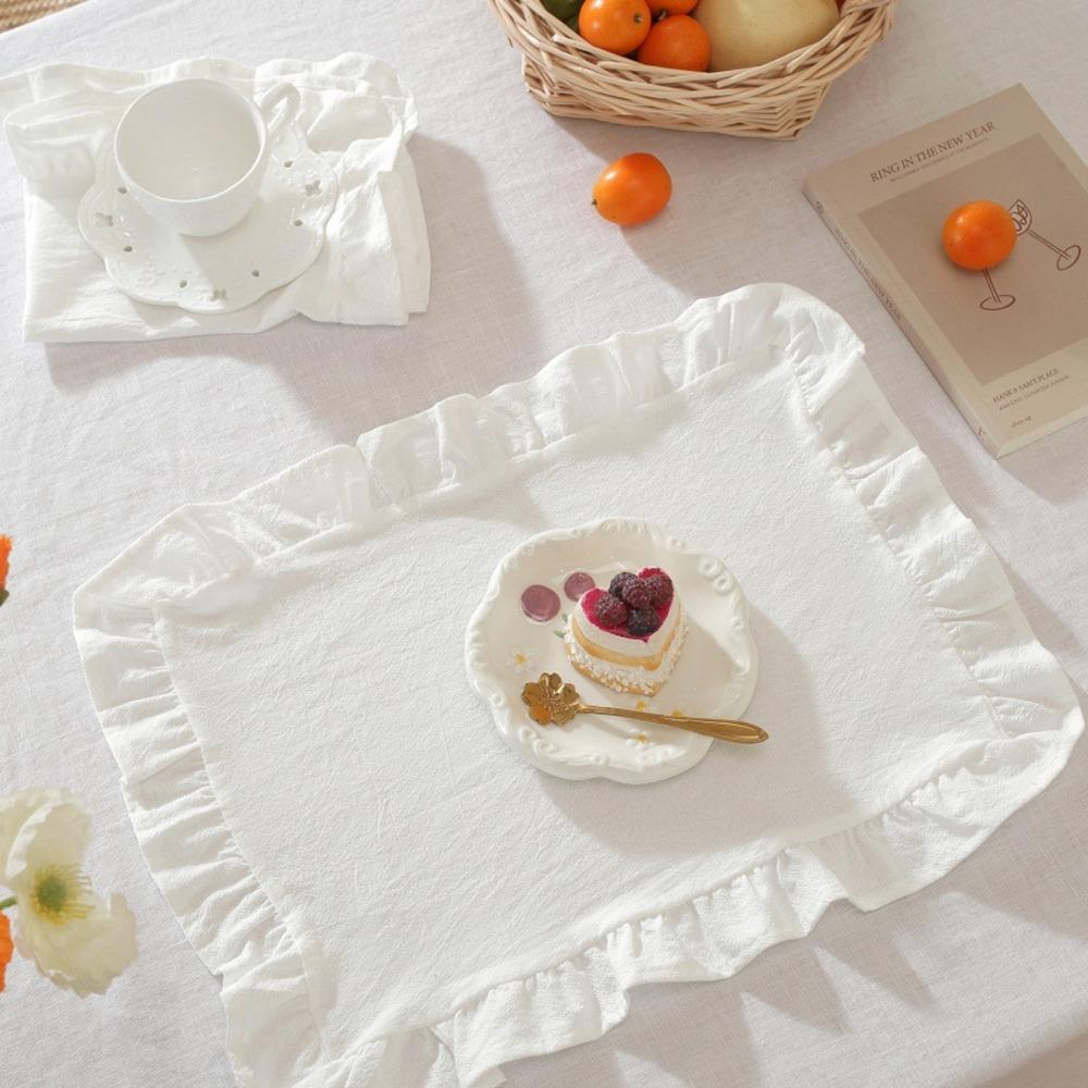 Cotton Afternoon Tea Tableware Mat French-style Table Napkin Ruffled Edge Place Mat  Photography