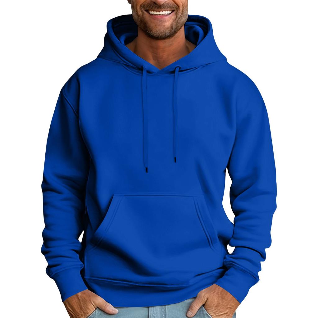 Мужская повседневная толстовка свободного кроя однотонная со шнурком худи с большим карманом спортивная толстовка