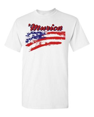 Взрослая белая футболка 'Murica USA 4 июля Америка Независимость Свобода Унисекс