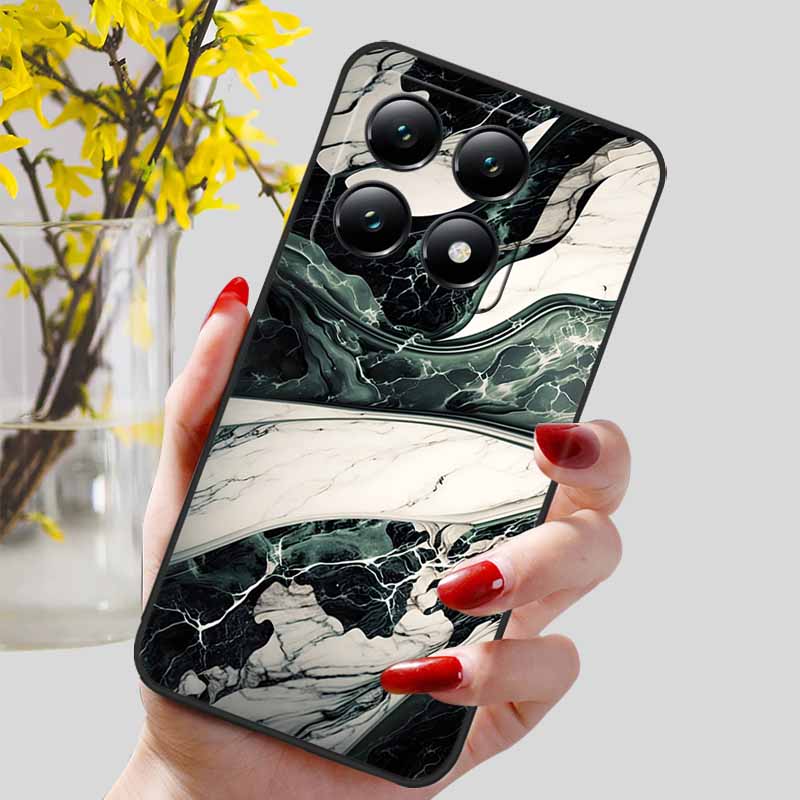 Для Xiaomi 14T / 14T Pro Чехол Модный Черный ТПУ Мраморный Расписной Чехол для Xiaomi 14T Pro Ударопрочный Корпус Capa Силиконовый Мешок 6.67''