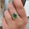 Huitan Pear Green CZ Women Rings for Wedding Engagement Ceremony Party Temperament Waterdrop Rings New Fashion Jewelry Gifts