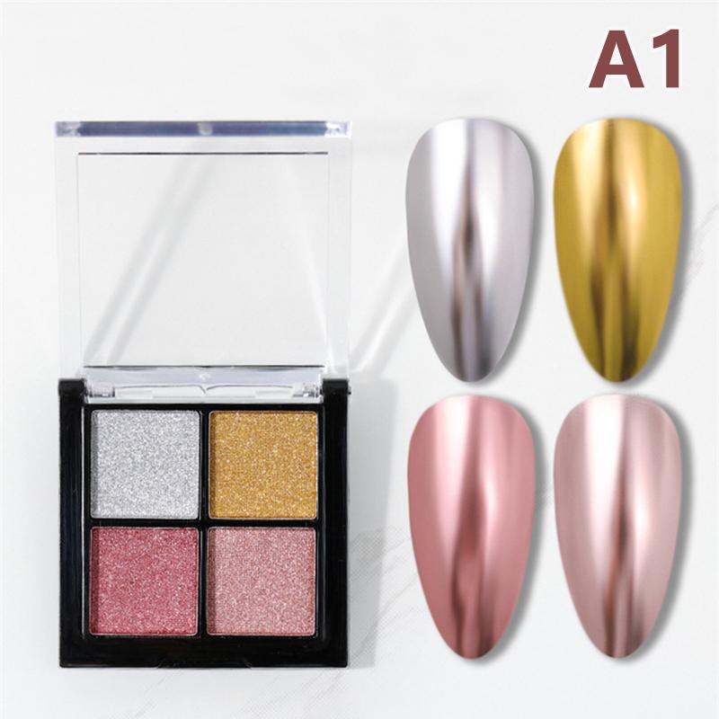 4 цвета Aurora Solid Mirror Shiny Nail Glitter Nails Uv Gel Polish Pigment Nail Art Decorations Accessories