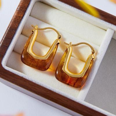 Серьги Temperament Fashion, пряжки для ушей с медным покрытием и золотым покрытием, новые трендовые серьги из смолы
