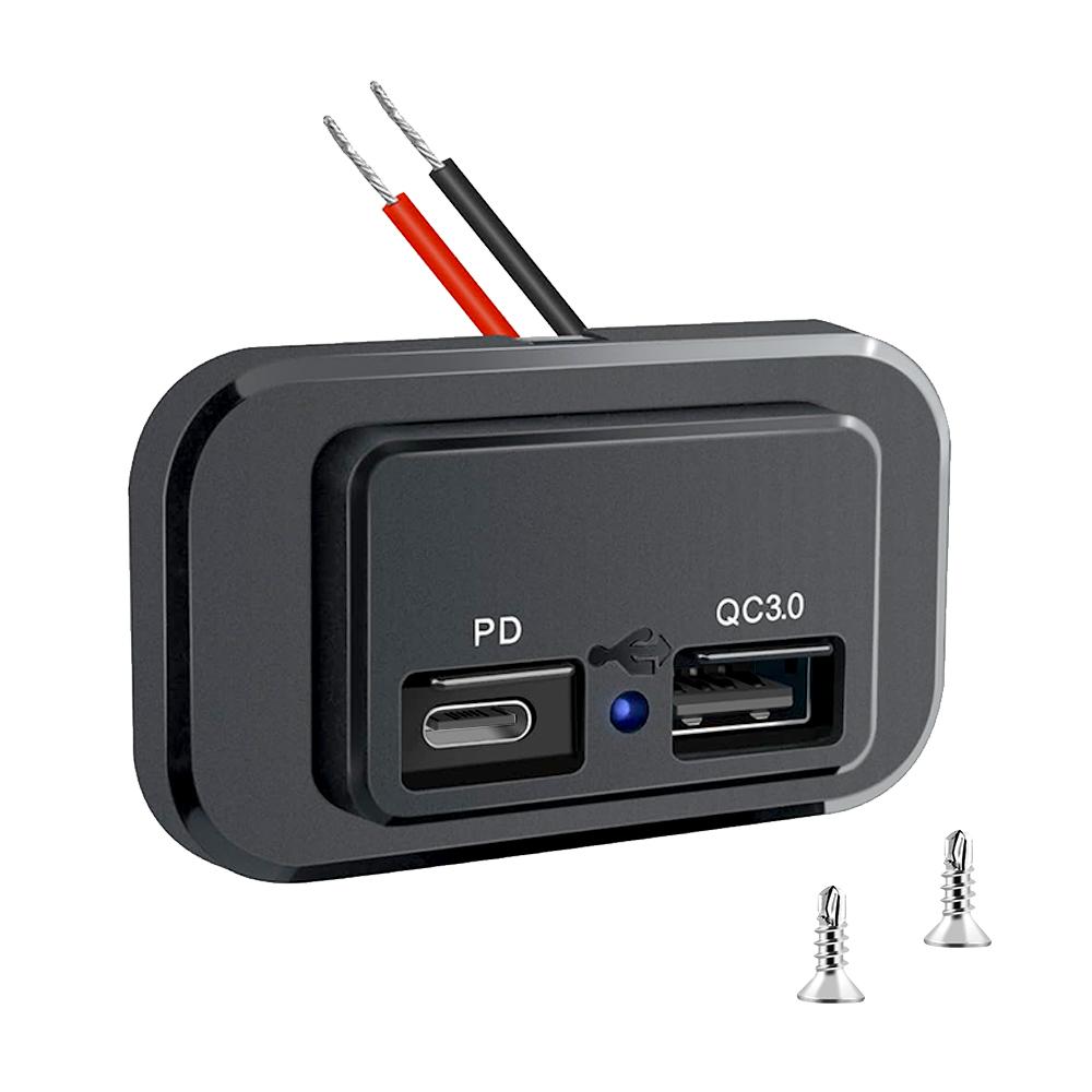 PD QC3.0 Car Charger Socket Quick Charge 12V/24V Dual USB Power Adapter Outlet LED Light For Truck Camper Caravan Accessories Motorcycle