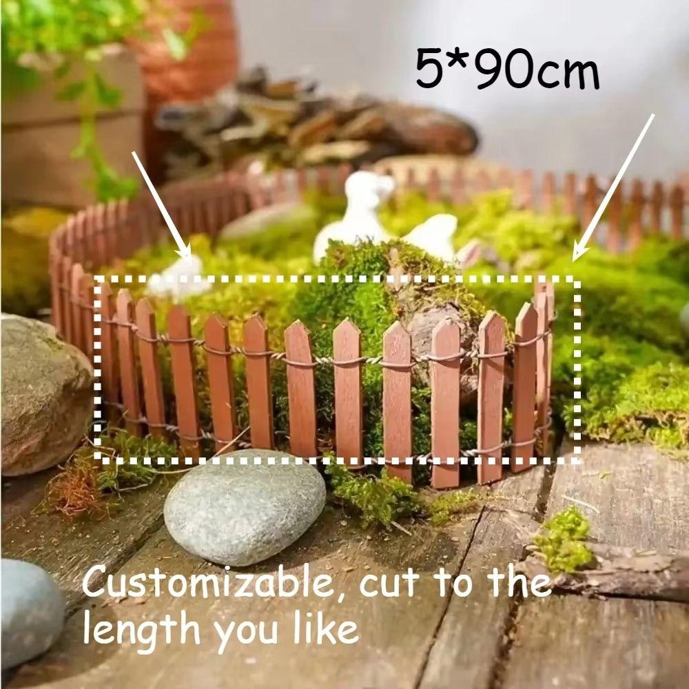 90x5cm Mini Fairy Garden Fence Natural Wood DIY Wooden Fence  Dollhouse Decoration