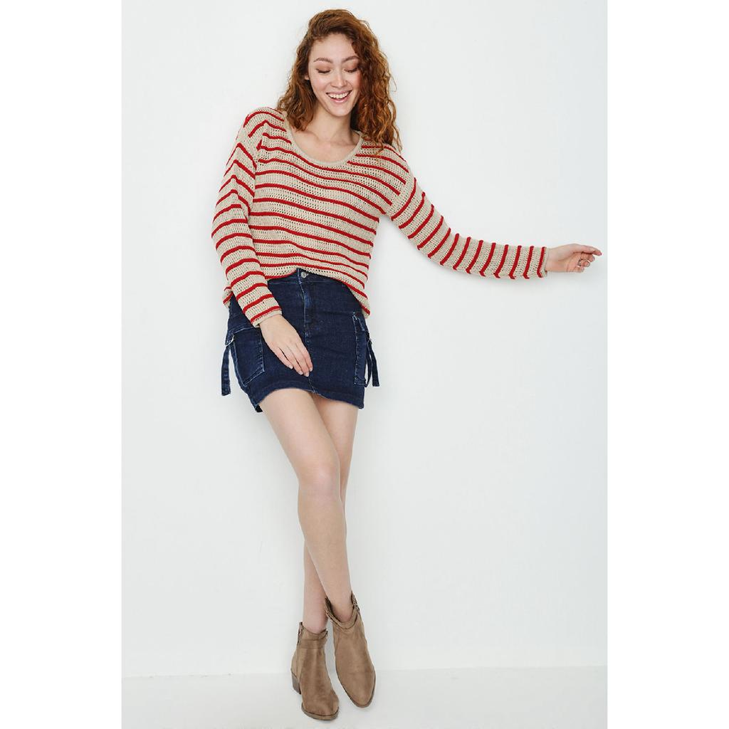 Женская синяя джинсовая мини-юбка с карманами-карго