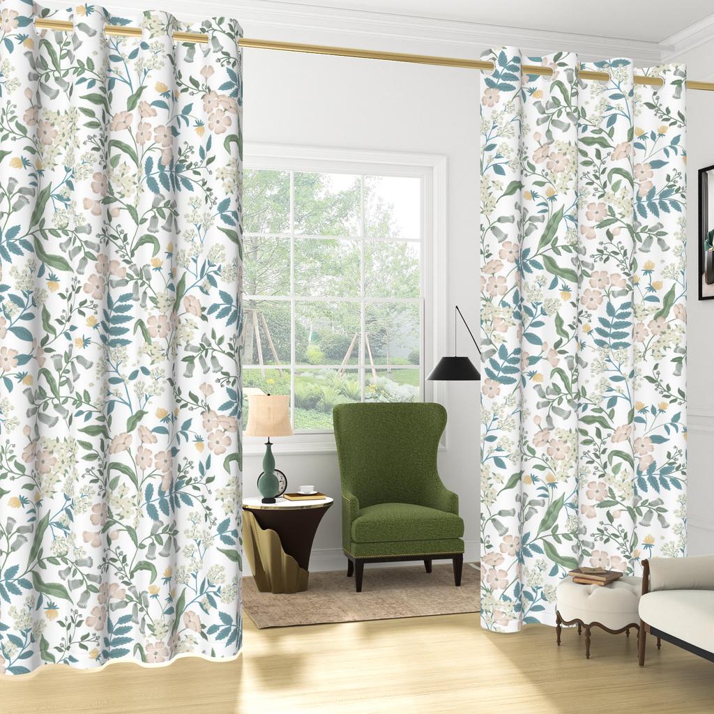 Set Of 2 Bohemian Plant Leaves Curtain Natural Flowers Farmhouse Curtains Living Room Bedroom Kitchen Decor Window Darkening For Great Made Polyester