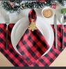 2PCS Christmas Plaid Cloth Napkin 100% Cotton Square Napkin Western Napkin Simple Nordic Style Check Dish Towel Table Decor