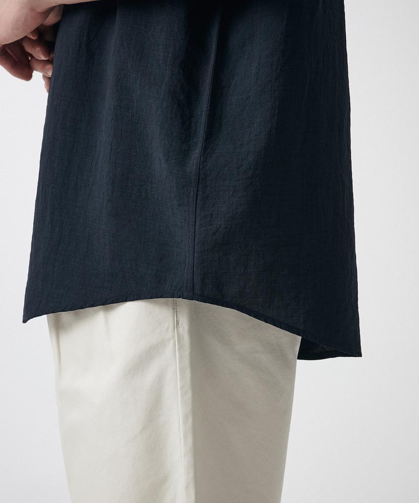 MUSINSA STANDARD Relaxed Linen-Like Short Sleeve Shirt [Navy]