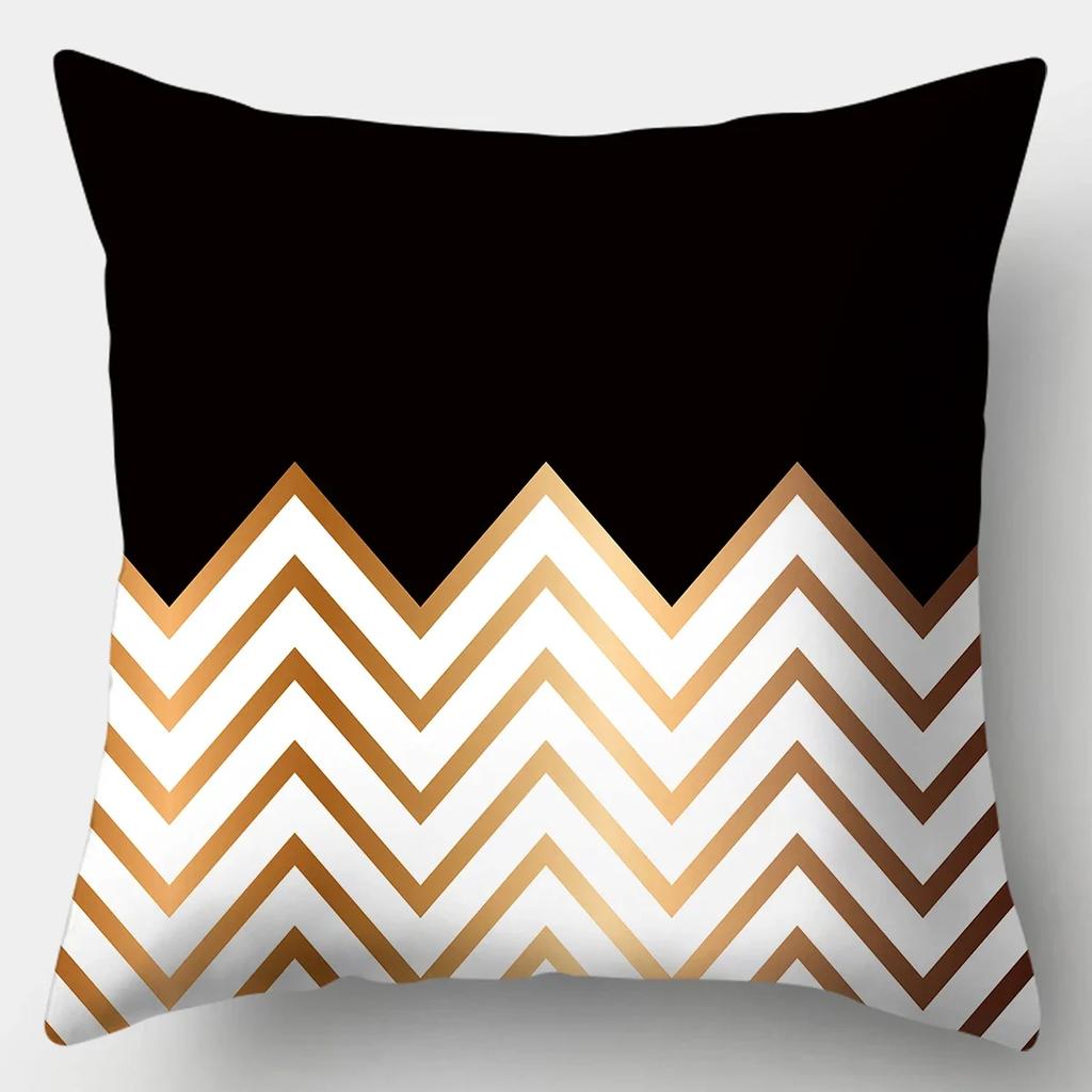 Black White Modern Style Cushion Cover 45x45cm Polyester Decorative Pillow Cover Living Room Bedroom Sofa Bed Pillow Case
