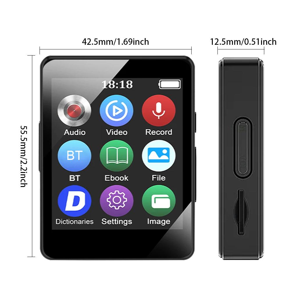 1.8 Inch HiFi MP3 Player Bluetooth MP4 Video Player FM Radio Ebook Audio Recording Walkman Portable Deep Bass Mini Mp3 Player