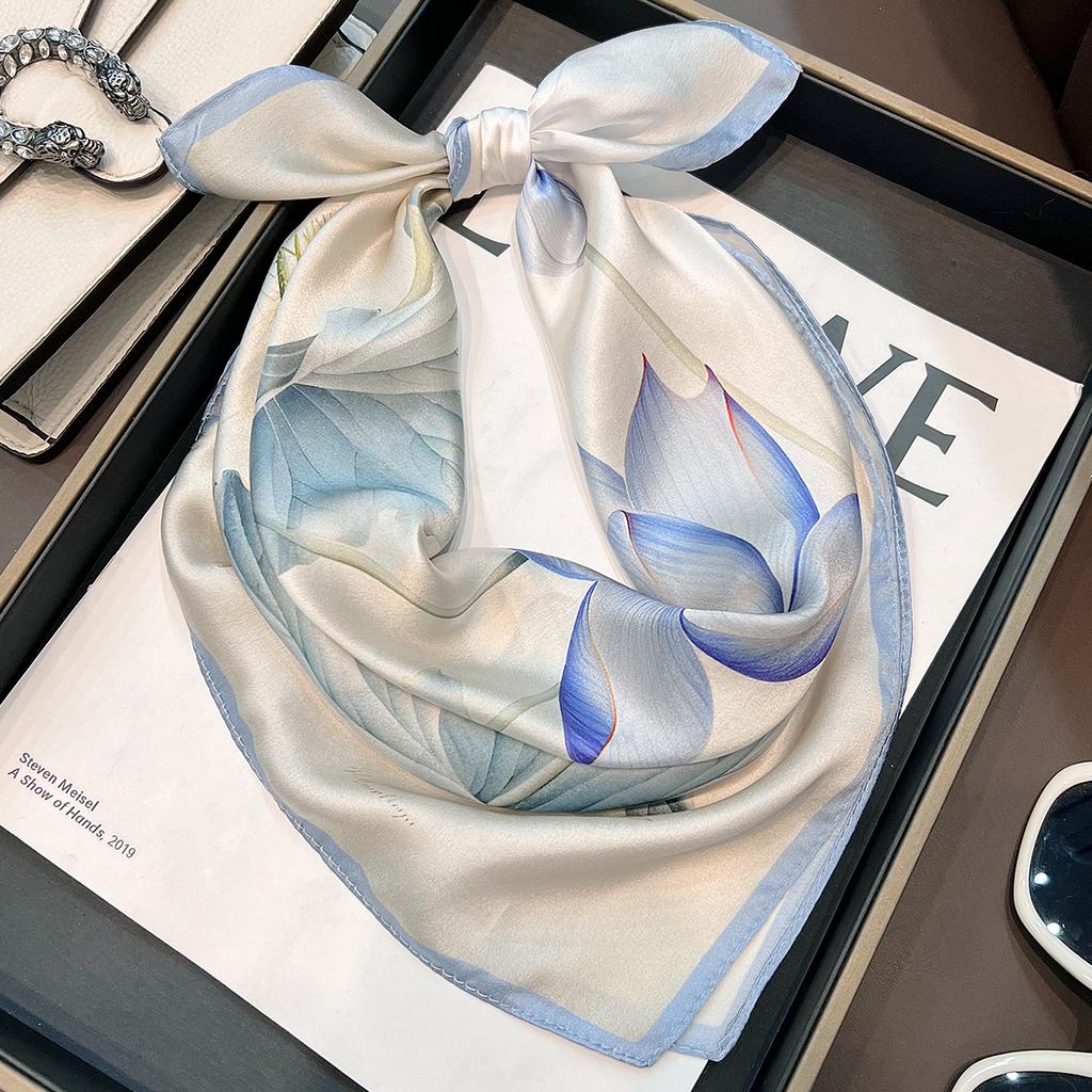 100% Natural Real Silk Scarf Neck Kerchief Foulard Female Bandana Scarves for Women Hijab Tie Shawl Wraps Square Neckerchief