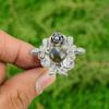 Стерлинговое серебро Натуральный лабрадорит Помолвочное Заявление Цветок Новый Кольцо Ювелирные изделия