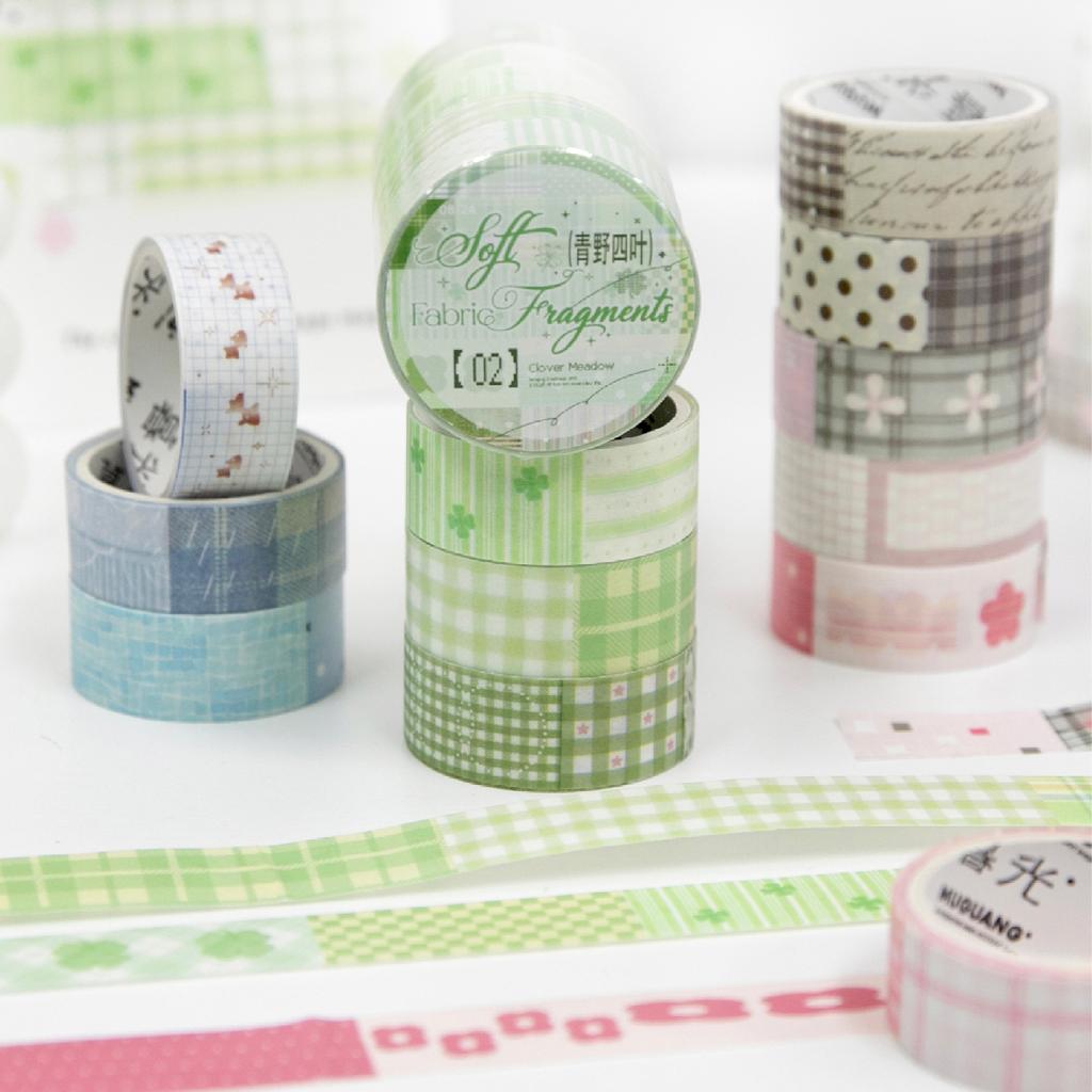 JIAMEI 5rolls Fabric Fragments Series Ins Simple Basic Decoration Washi Tape Set DIY Handmade Collage Aesthetic Scrapbook Tape