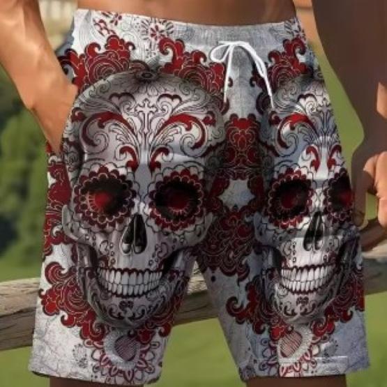 Vintage Fire Skull Ghost Boxing Muay Thai Kickboxing Shorts 3D Print Training Unisex Men Women Quick Dry Fitness Gym Sport Workout