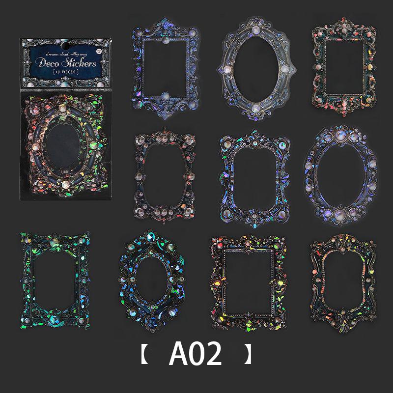 10Pcs Hand Account Floral Frame Stickers Adhesive Materials Diy Scrapbooking Decor Junk Journal Collage Stationery Diary Sticker