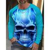 Men's Long-sleeved T-shirt 3D Printed High-definition Skull Stitching Printing Men's Autumn Tops Casual Round Neck Home Clothes