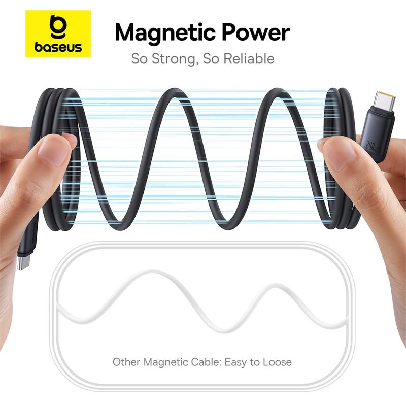 Baseus PicoGo Магнитный жидкий силиконовый кабель для быстрой зарядки USB-C на USB-C 240 Вт Кабель Type-C для iPhone, Xiaomi, ноутбука, планшета