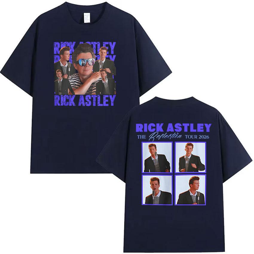 Rick Astley The Reflection Tour 2026 Graphic T Shirts Unisexs Vintage Oversized Cotton Tshirt Summer High Quality Clothing Tshirt