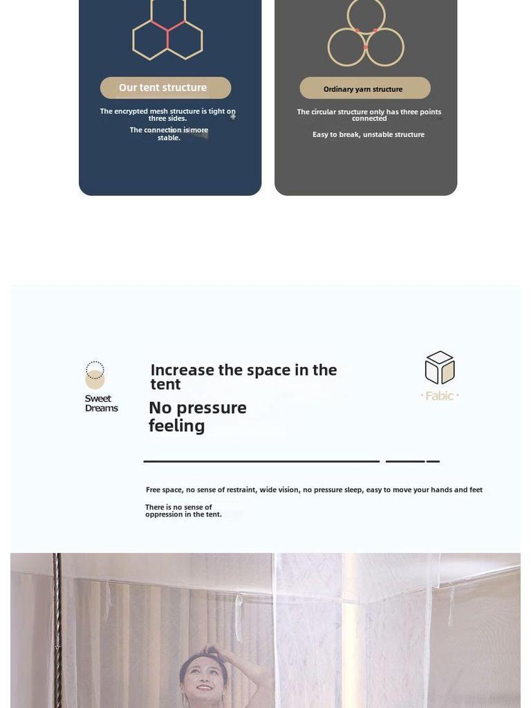 Москитная сетка в стиле «Принцесса» для двуспальной кровати — толстая, зашифрованная, смелая конструкция для пола