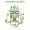 Portable Water Bottle for Students Square Design Heat Resistant Leakproof with Sturdy Strap Handle Summer School Essential