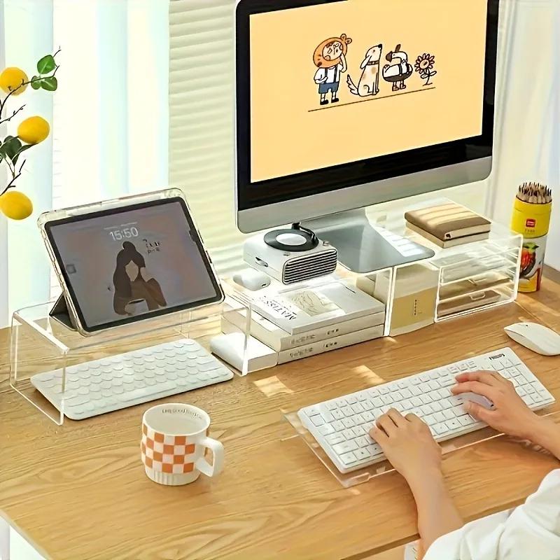 1pc Acrylic Keyboard Stand, Compact Desktop Lifter for Keyboard and Mini PC, Mixed Color, Uncharged, Durable Material