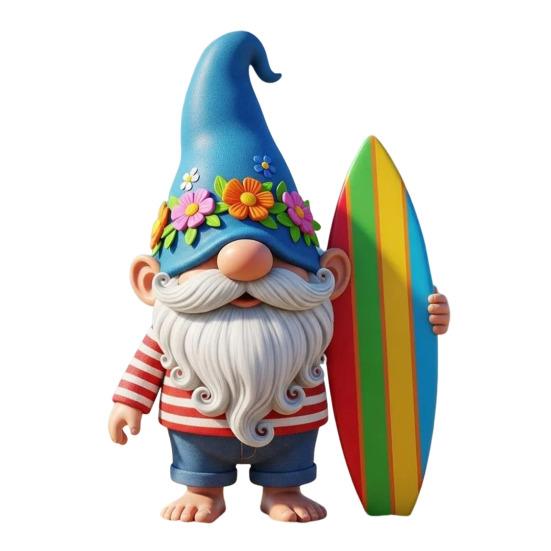 Beach Party Animal Sculpture Resin Surfing Sloth Turtle Ornament Beach Vacation Gnome Statue for Home Decor Desktops Bookshelves