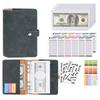 Soft PU Leather Notebook Binder Budget Planner Binder Cover with Binder Pocket Cash Envelopes Travel A6 Loose-leaf Bill Buget Sheets