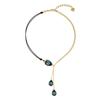 Water Drop Stainless Steel Pendant Necklace Women'S Versatile Light Luxury Diamond-Encrusted Blue And White Necklace