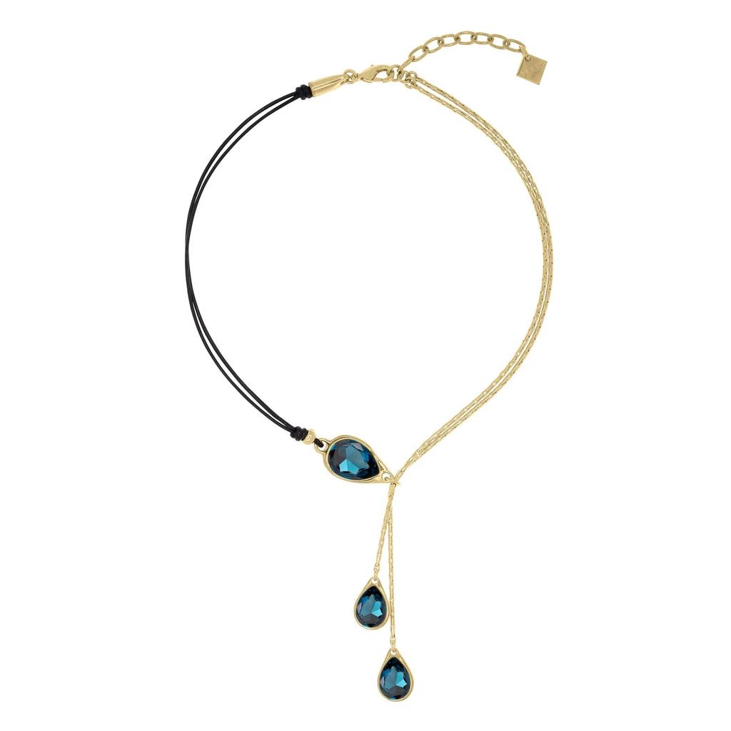 Water Drop Stainless Steel Pendant Necklace Women'S Versatile Light Luxury Diamond-Encrusted Blue And White Necklace