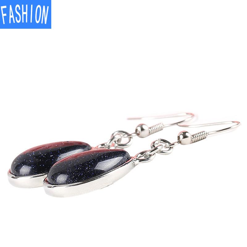 Европейские и американские модные женские серьги с каплями воды, женские серьги с натуральными полудрагоценными кристаллами, простые серьги