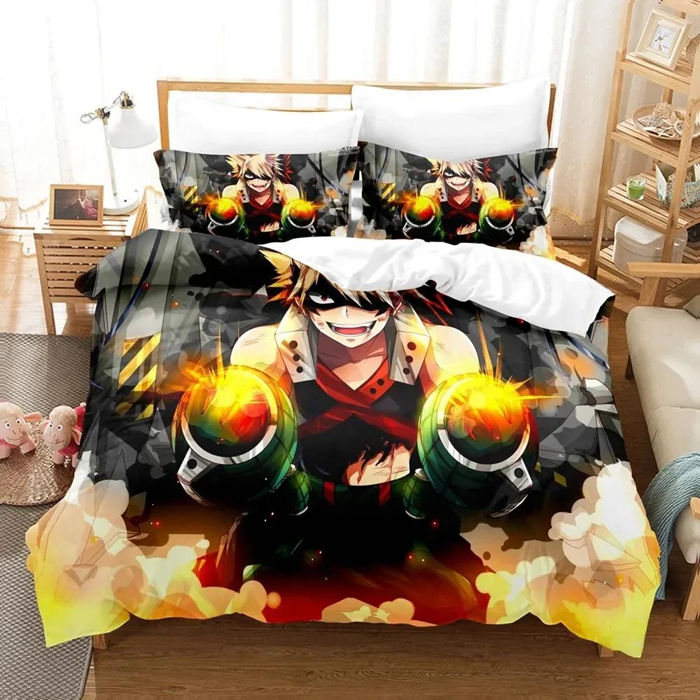 My Hero Academia Комплект Постельного Белья Япония Аниме Печатный Комплект Постельного Белья С Наволочкой Мягкое Покрывало Мягкое Односпальное Двуспальное Queen Super King-Size Размеры