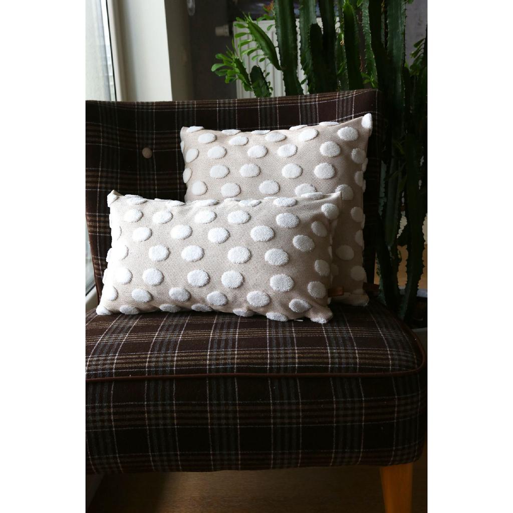 Bohemian Special Design Punch Pattern Decorative Rectangular Throw Pillow Case Point Ecru