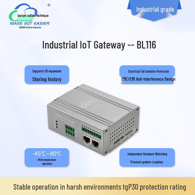 IoT Gateway: Supports 50 Devices, 10,000 Points, 4G Remote Config, 2 Ethernet, 4/8 RS485 Ports