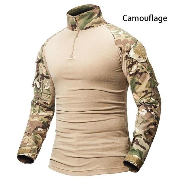Мужская тактическая рубашка, уличные износостойкие камуфляжные футболки, мужские рубашки в стиле милитари с длинными рукавами, топы для кемпинга и пешего туризма, армейские армейские рубашки