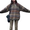Women Sweater, Vintage Long Sleeve Crew Neck Striped Knit Pullover Tops for Casual Daily