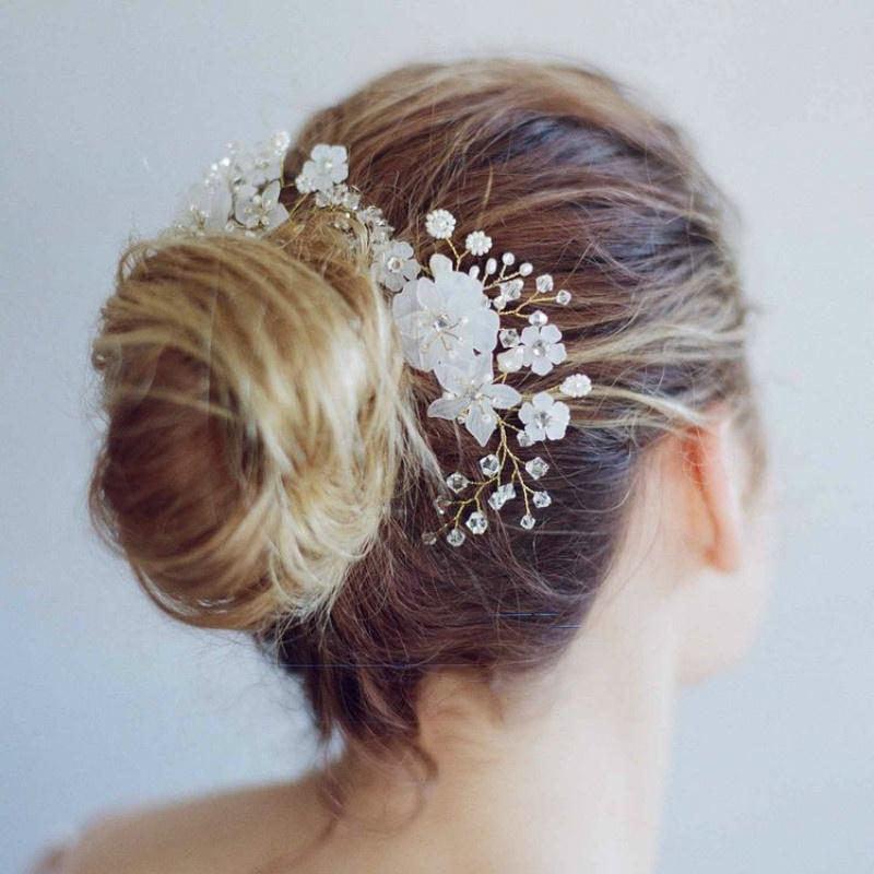 Модные жемчужные цветы ручной работы, свадебные заколки для волос с кристаллами, зажимы для подружки невесты, боковой гребень, декор для волос