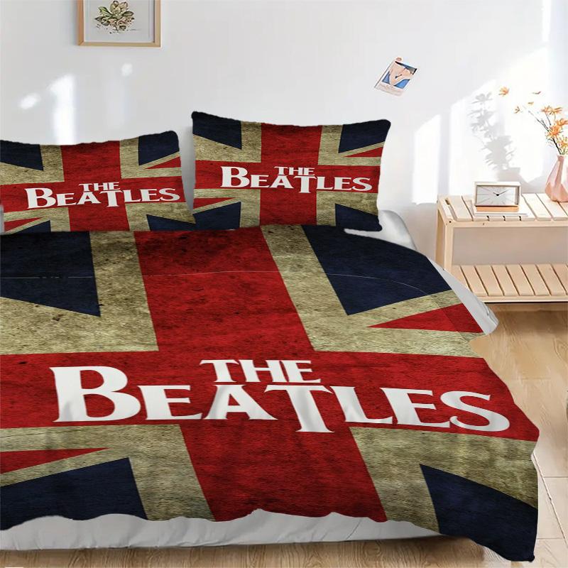 Beatles Flag Bedding 3 Piece Set HD Print Duvet Cover Pillowcases for Teens Adult Bedroom Decoration Christmas Gift