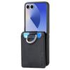 For Samsung Galaxy Z Flip7 5G Case Card Holder Kickstand PU+PC Phone Cover with Finger Ring
