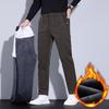 Men's Thermal Velvet Stretch Casual Pants - Thick, Soft, One-Piece Design