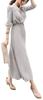 Royal Pine Shirt Long Pleated Belted Light Women's A-Line Dress, Sleeves, Chiffon, (XL, Gray)