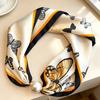 Premium magnetic buckle pearl silk scarf necklace retro flower small scarf Internet celebrities free small scarf