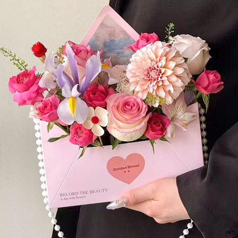5Pcs Envelope Gift Box DIY Envelope Gift Paper Eco-Friendly Flower Box Bouquet Wrapping Printing