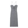 European and American style, new women's clothing, foreign style, classic slim-fitting V-neck small plaid Midi dress